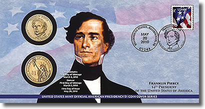 2010 P Presidential Dollar Franklin Pierce Golden Dollar Coin Value Prices,  Photos & Info