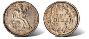 1873-CC No Arrows Liberty Seated dime