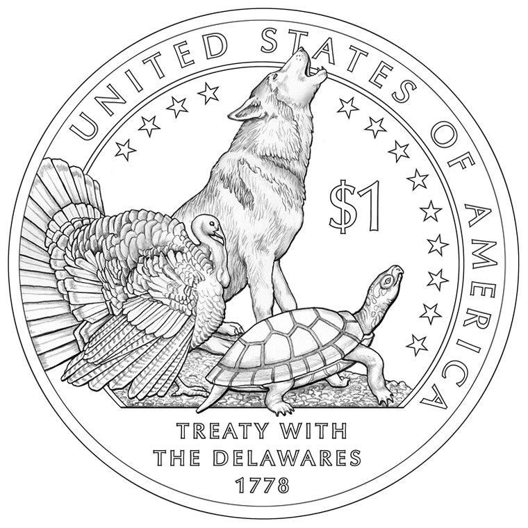 1 dollar coin - The Delaware Treaty (1778)