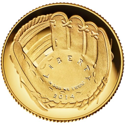 2014 National Baseball Hall of Fame Proof $5 Gold Coin - Obverse