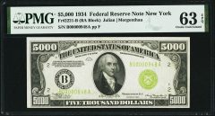 $5,000 1934 Federal Reserve Note