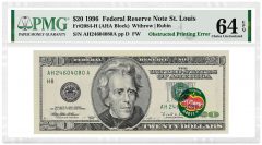 1996 $20 Federal Reserve Del Monte Note from St. Louis.