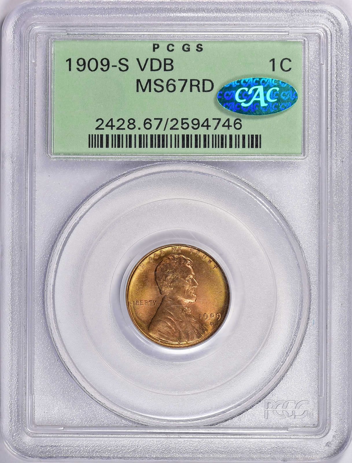 1909-S VDB Lincoln Cent PCGS XF40 CAC