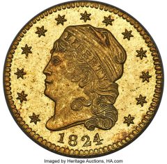 1824_1 Capped Head Left Quarter Eagle, PR67