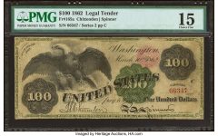 Fr. 165a $100 1862 Legal Tender PMG Choice Fine 15