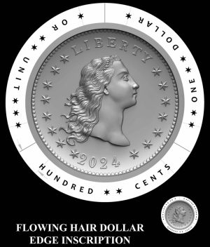 Dollar with flowing hair - edge inscription