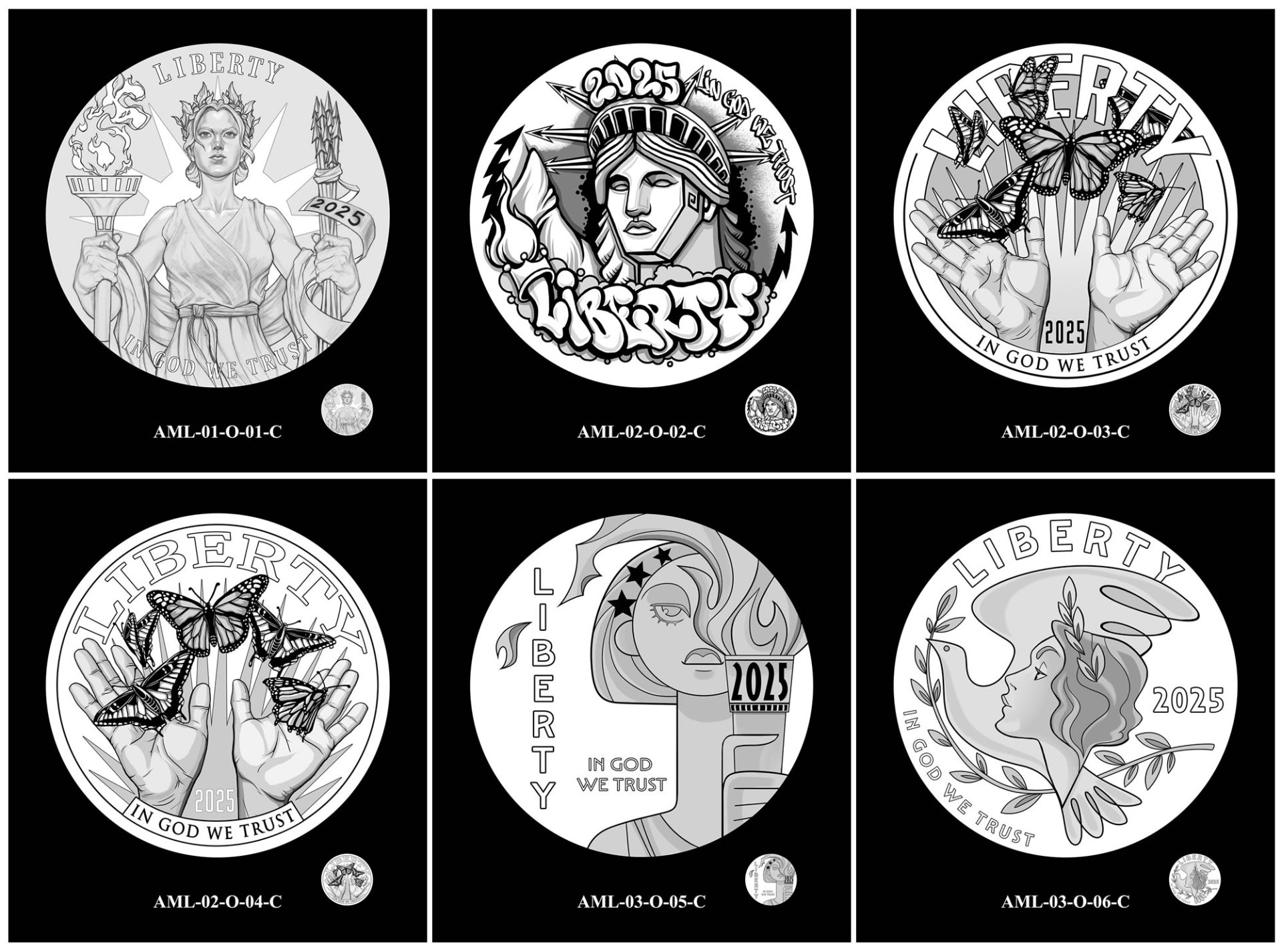 U.S. Mint 2025 American Liberty Candidate Designs Unveiled