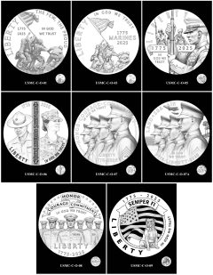 2025 U.S. Marine Corps 250th Anniversary Half Dollar Candidate Designs – Obverses 1-9