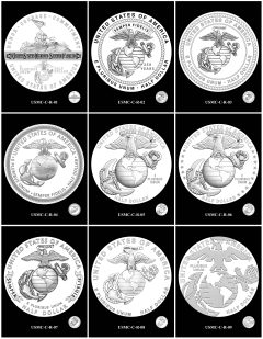 2025 U.S. Marine Corps 250th Anniversary Half Dollar Candidate Designs – Reverses 1-9