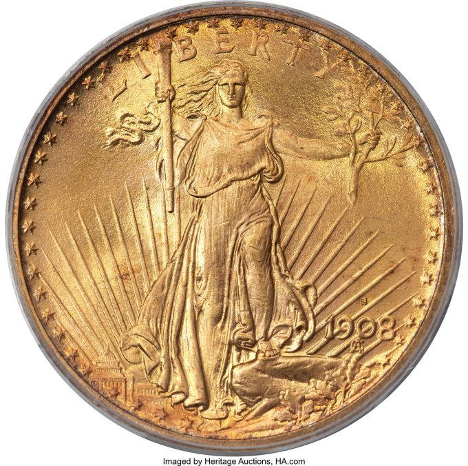 1908-S Saint-Gaudens Double Eagle, MS67