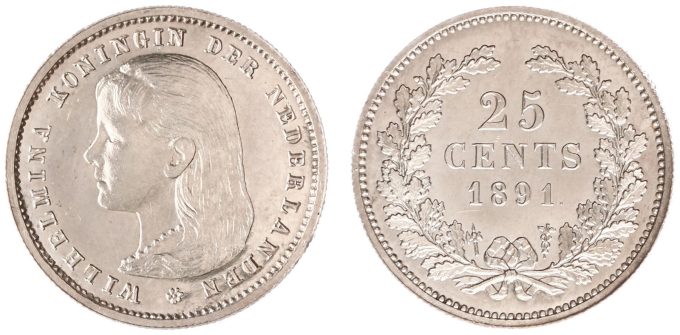 25 Cents of kwartje 1891