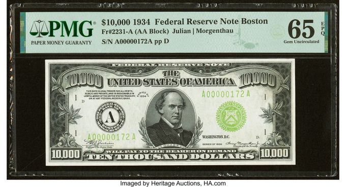 Fr. 2231-A $10,000 1934 Federal Reserve Note