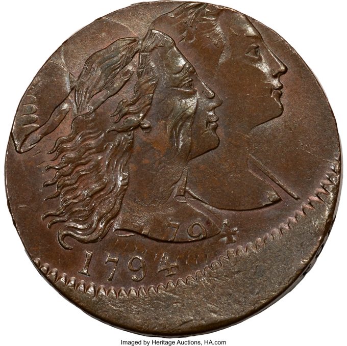 1794 S-28 Head of 1794 Cent, MS66 Brown_double-struck