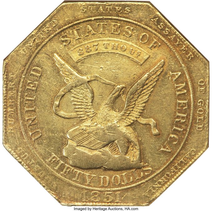 1851 Humbert Fifty Dollar, MS63