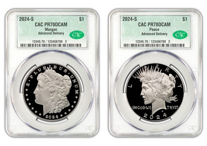 Planned CACG encapsulation of a proof 2024 Morgan and Peace dollar