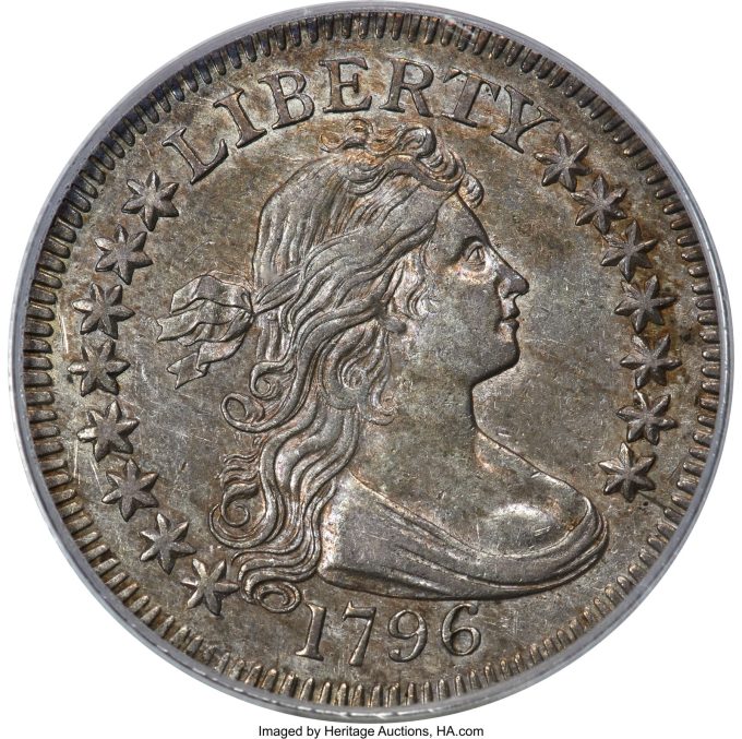 1796 Draped Bust Quarter, B-2, AU55