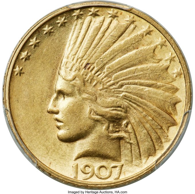 1907 Rolled Edge Eagle, AU55