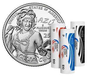 US Mint image 2024 P D S Celia Cruz quarter and rolls