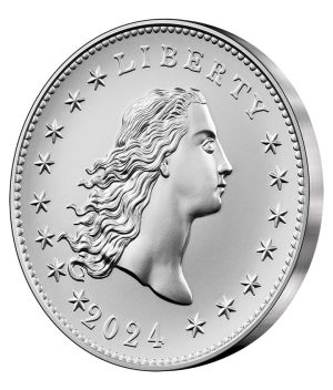 Image edge of the US coin 2024, silver medal “Flowing Hair”