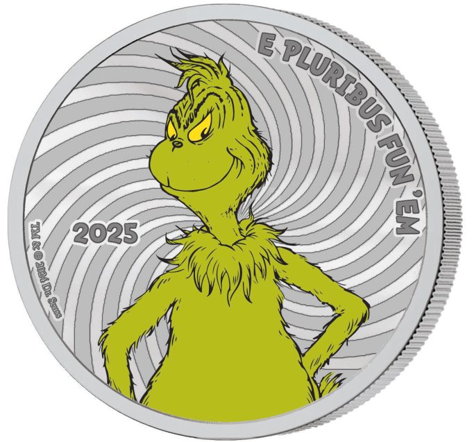 Artist’s concept for a 2025 Grinch coin