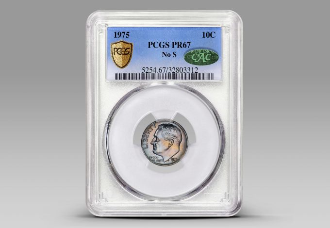 1975 Roosevelt Dime No S PCGS Proof-67 (CAC Green) 