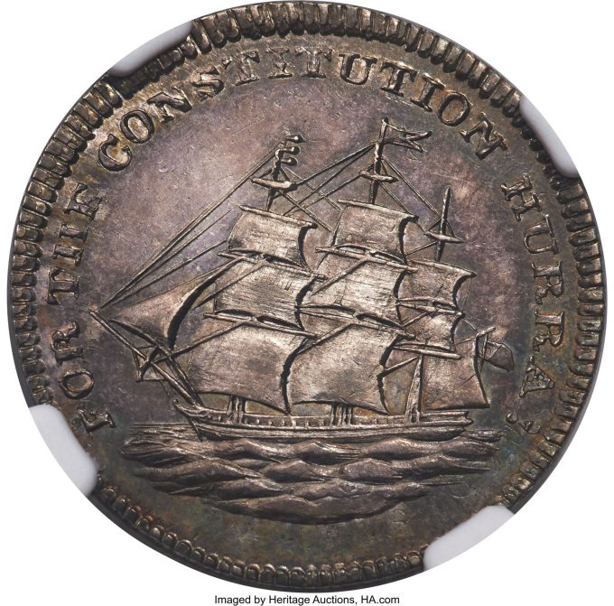 1834 Whig Victory, Low-6C, HT-14C, Silver Token, MS61