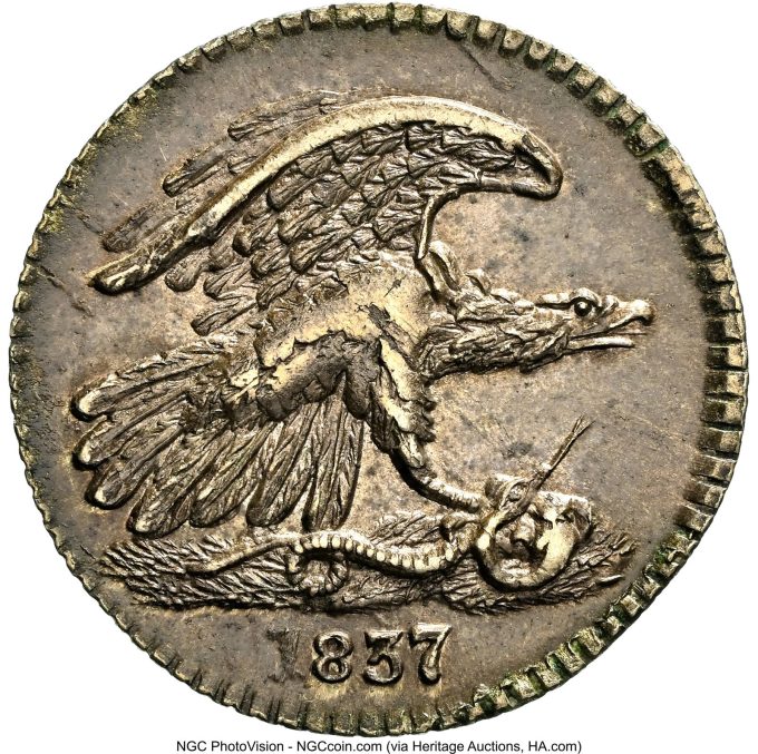 1837 Feuchtwanger Cent, AU58