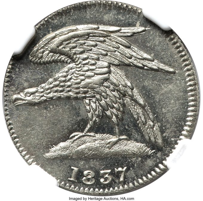 1837 Feuchtwanger Three Cent Token, Low-119, MS65