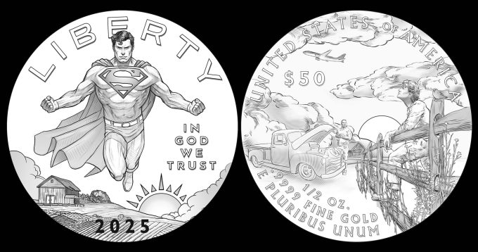 2025 $50 Superman Gold Coin Candidate Designs