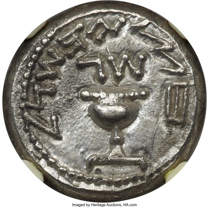 Jewish War AR half-shekel NGC Choice AU 5_5 - 3_5