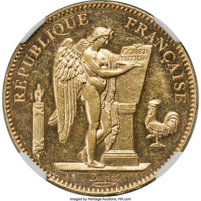 Republic gold 50 Francs 1900-A MS62