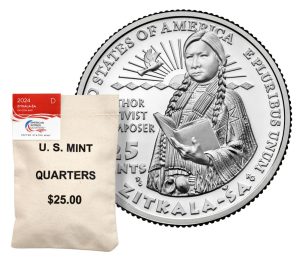 US Mint image 2024 Zitkala-Ša quarter and bag