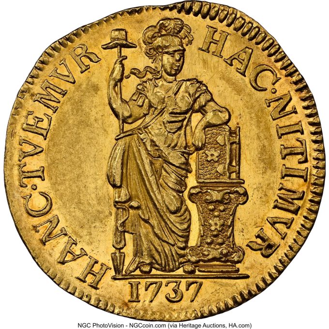 West Friesland. Provincial gold 1_2 Gulden 1737 MS61