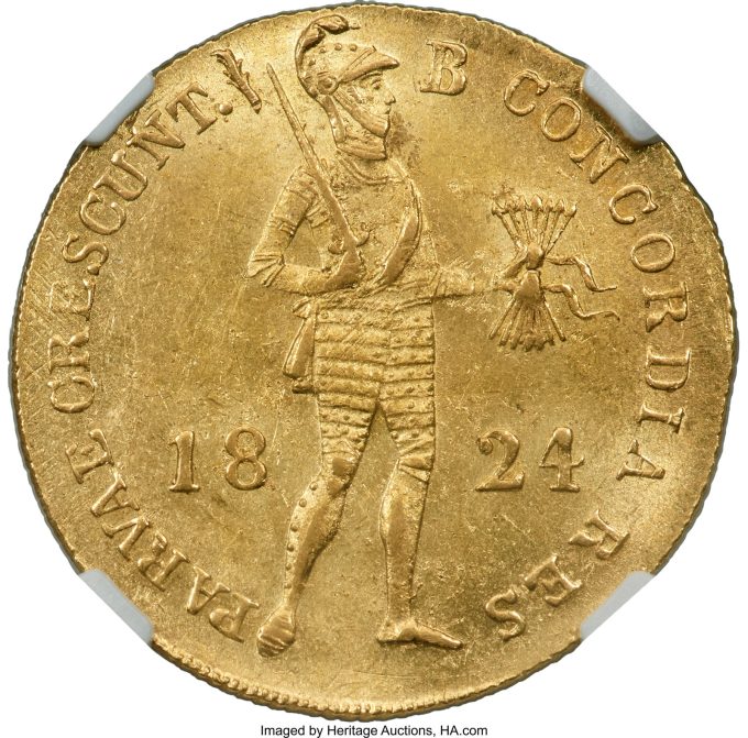 Willem I gold Ducat 1824-B MS61