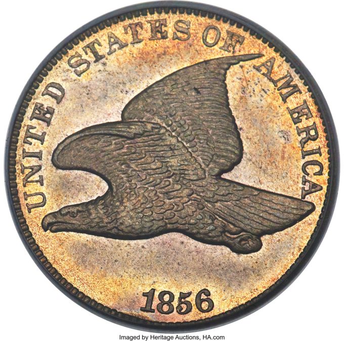 1856 Snow-3 Flying Eagle Cent, MS66