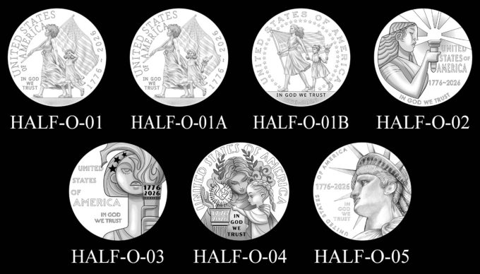 Candidate Designs Obverse 2026 Semiquincentennial Half Dollar