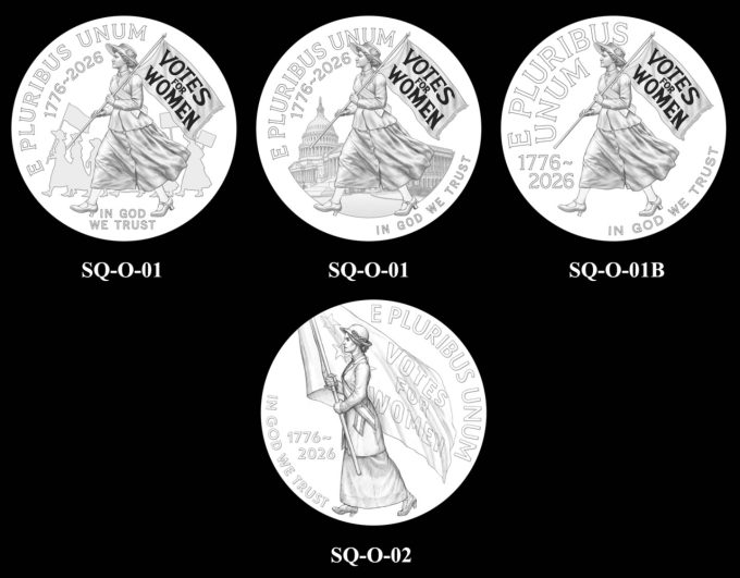 Candidate Designs Obverse 2026 Semiquincentennial Suffrage Quarter