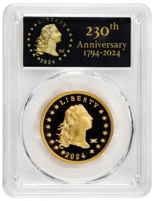 Privy Mark 230th Anniversary Flowing Hair High Relief Gold Coin