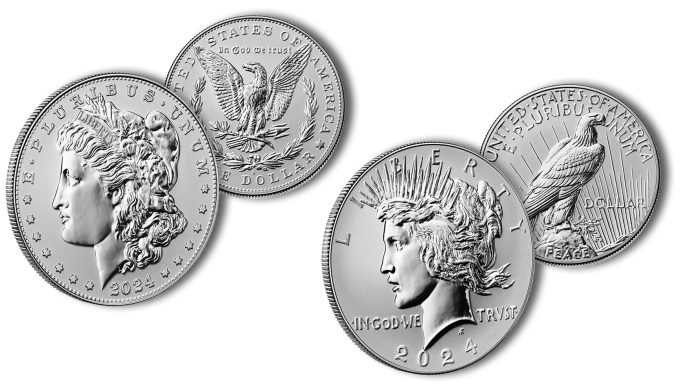 US Mint images 2024-S Reverse Proof Morgan and Peace Silver Dollars