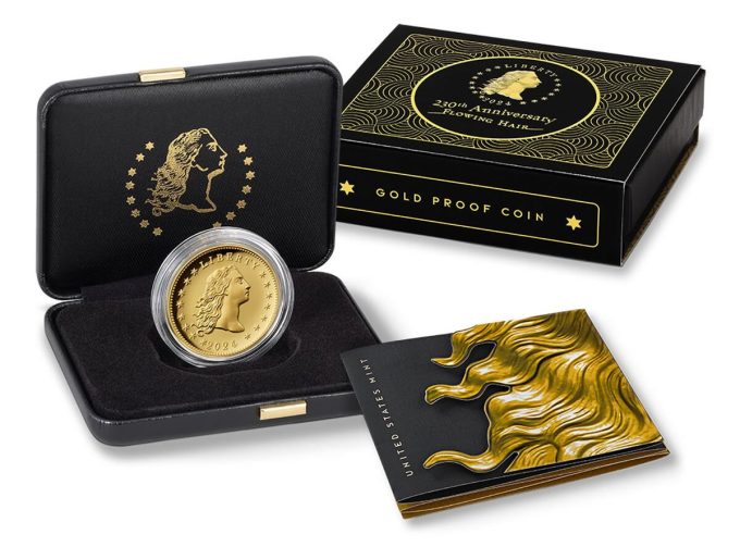 US Mint product image 230th Anniversary Flowing Hair High Relief Gold Coin