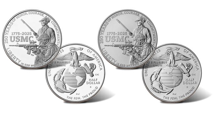 2025 U.S. Marine Corps 250th Anniversary Half Dollars - Proof (S) and Uncirculated(D)