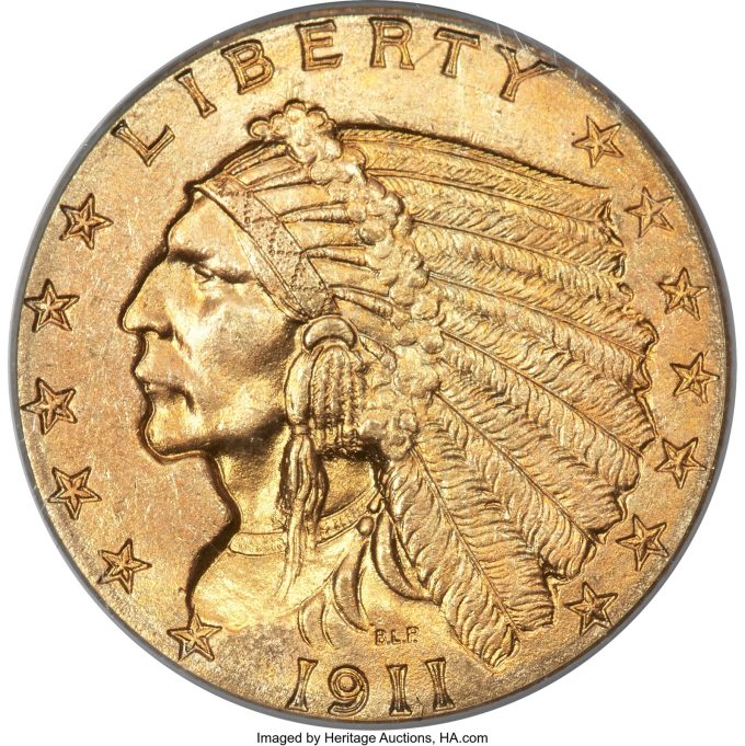 1911-D Quarter Eagle, MS66+ CAC