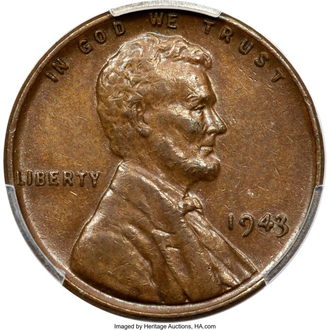 1943 Bronze Cent, AU55 CAC