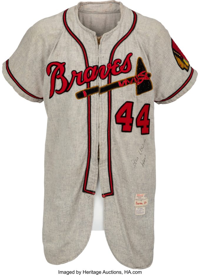 1954 Hank Aaron Game Worn & Signed Milwaukee Braves Rookie Jersey