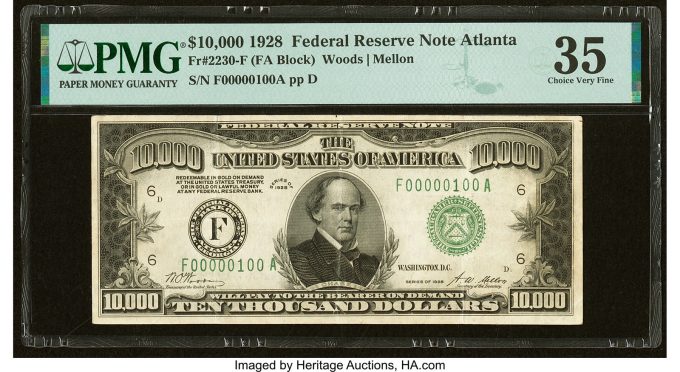 Fr. 2230-F $10,000 1928 Federal Reserve Note. PMG Choice Very Fine 35