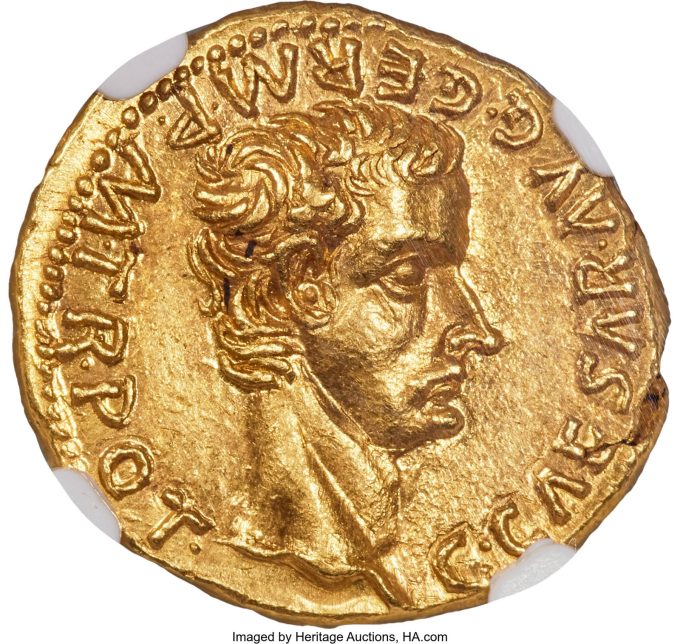 Gaius (Caligula) (AD 37-41), with Divus Augustus. AV aureus NGC MS 5/5 - 5/5