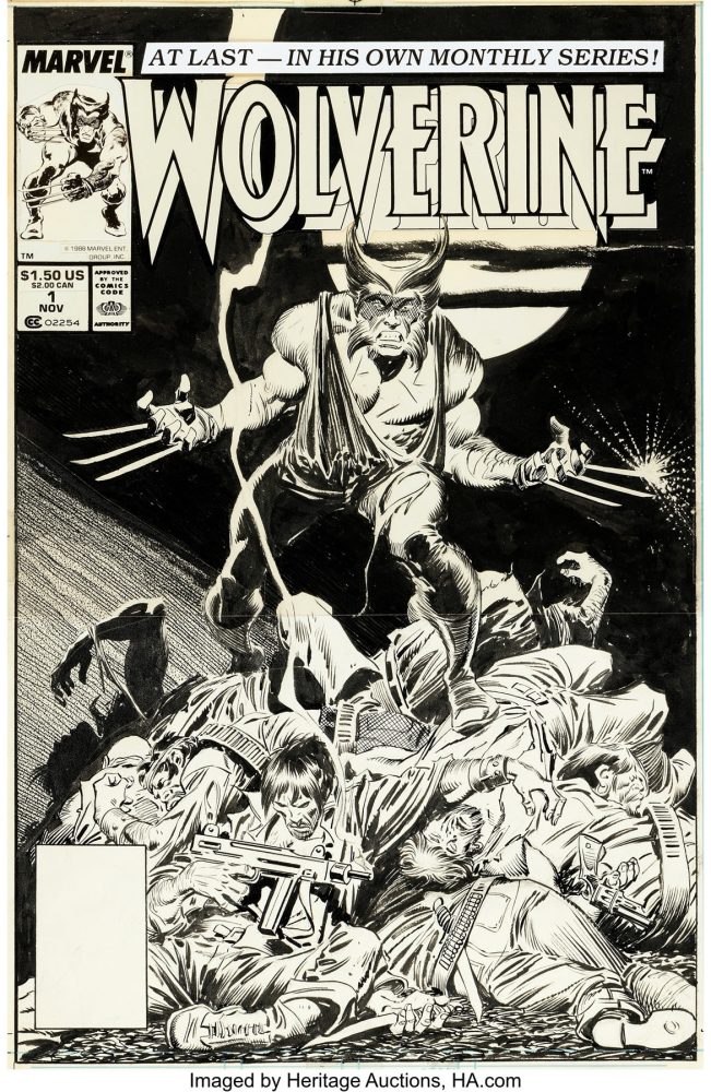 John Buscema's original artwork adorning the first issue of 1988's Wolverine