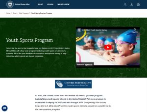 Screenshot US Mint Quarter Youth Sports