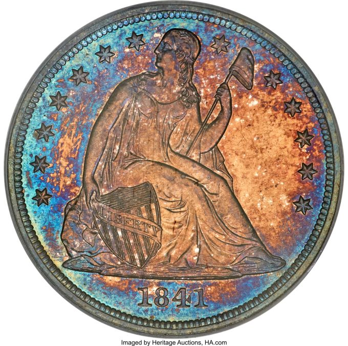 1841 Seated Dollar, PR64 CAC