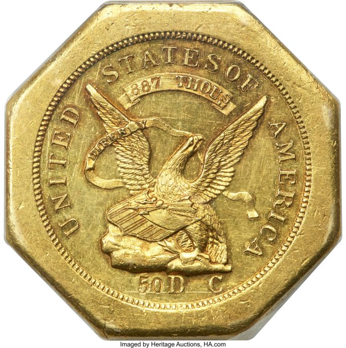 1851 Humbert Fifty Dollar, MS62+